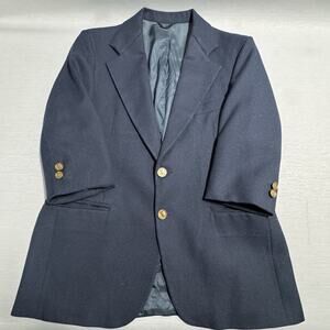 Yves Saint Laurent 90s Vintage Blazer 3/4 Sleeve Jacket Wool Navy Blue S Bust 36